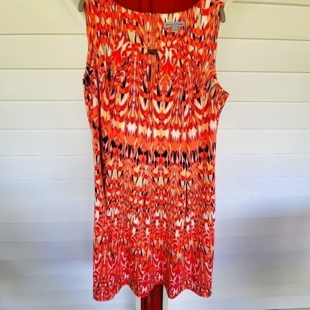 Danny & Nicole Orange Multi-Color Printed Midi Dress